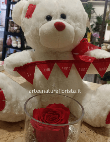 Rosa stabilizzata con peluche